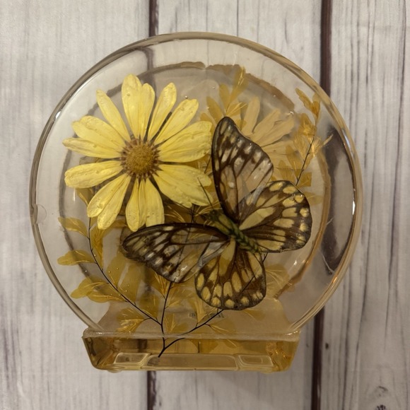 Vintage Resin Butterfly Flower Napkin Holder Design Gifts Internl Floral 70s - Picture 1 of 9